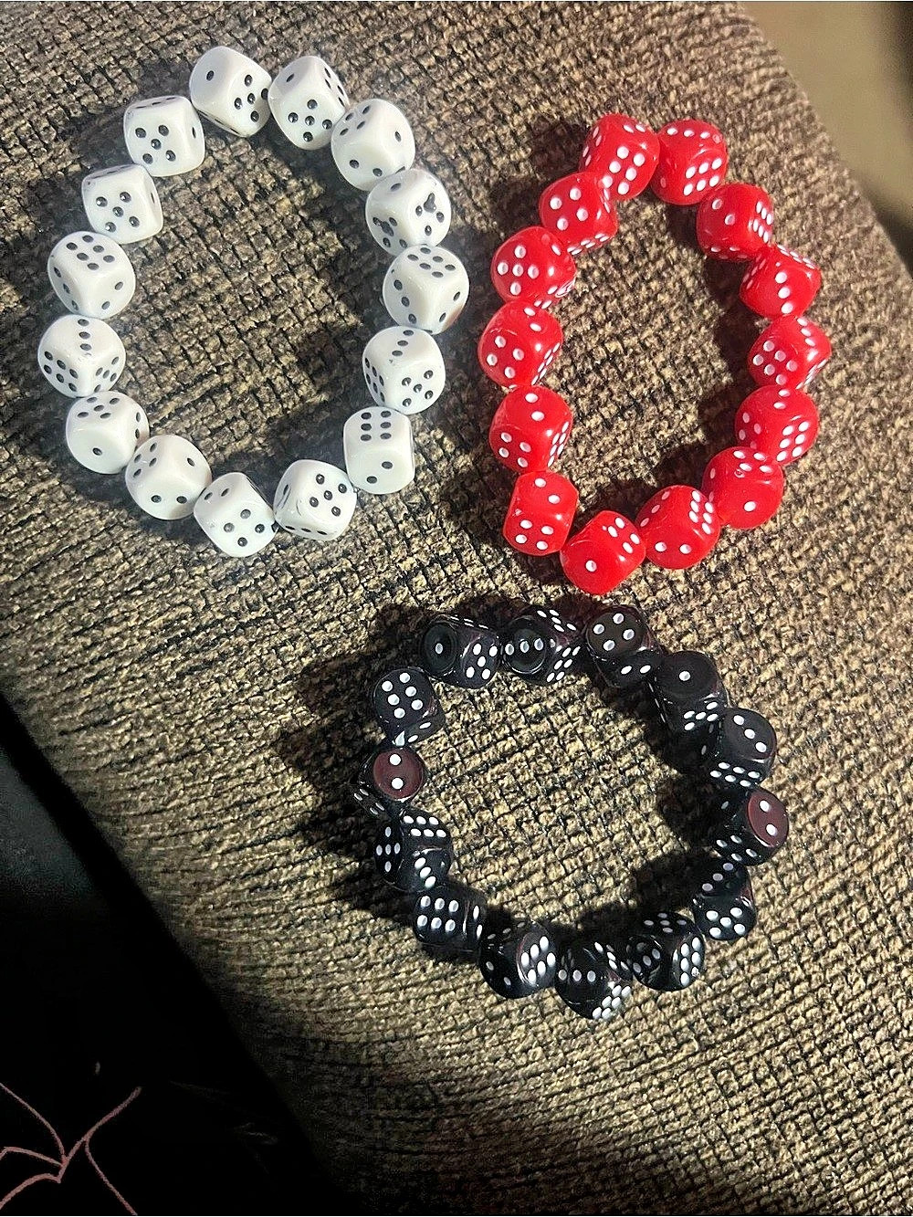 Dice Bead Stretch Bracelets Set of 3